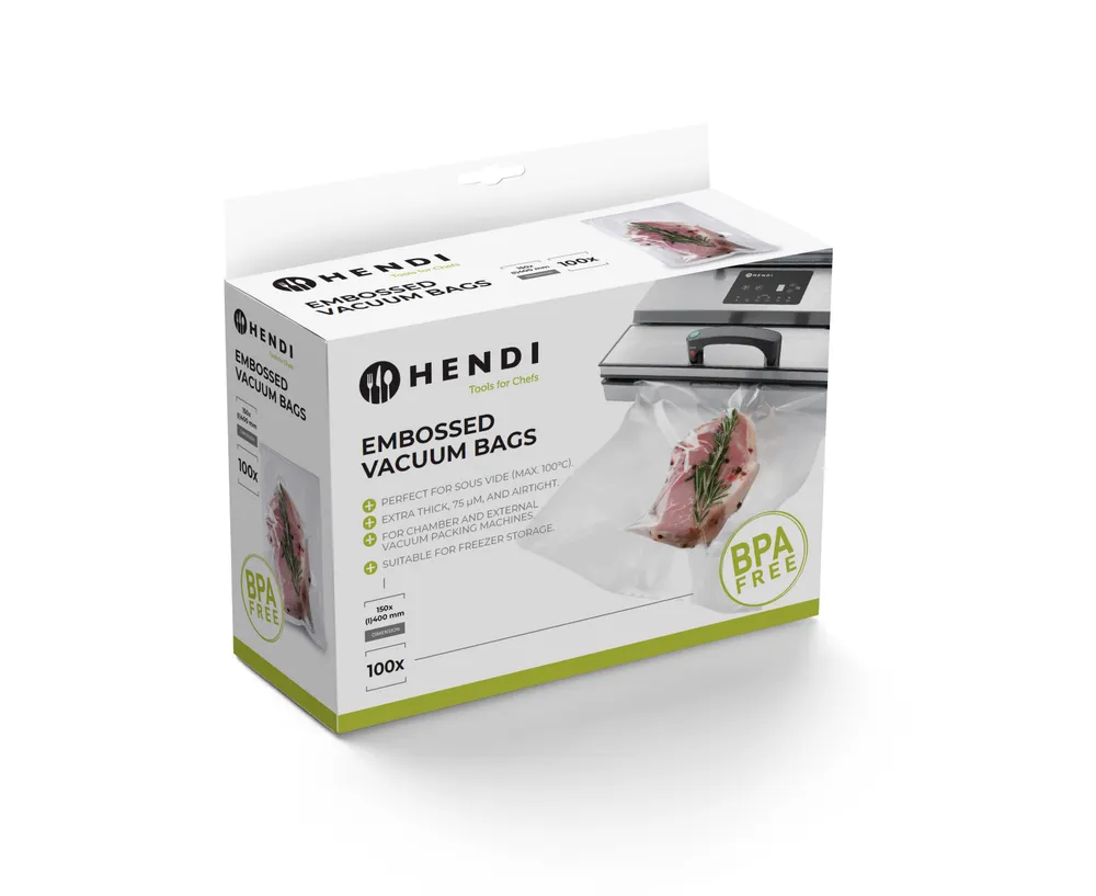 Embossed vacuum bags, HENDI, 100 pcs., 150x400mm