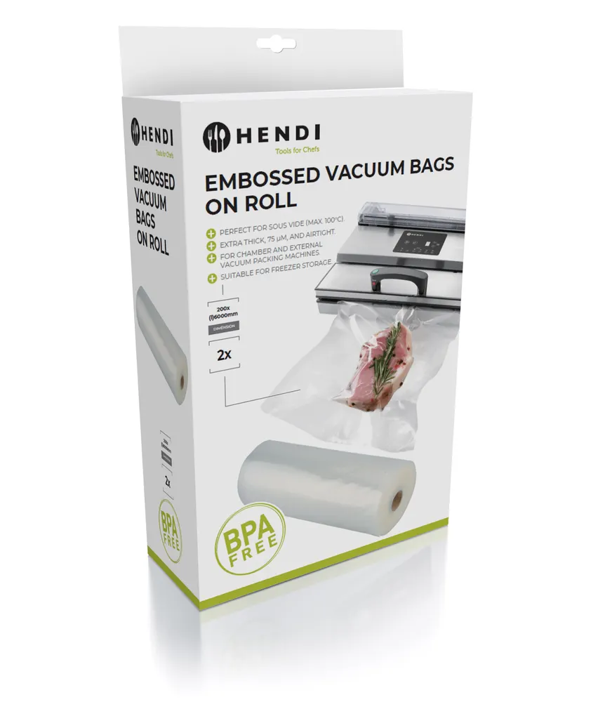 Embossed vacuum bags on roll - 2 pcs, HENDI, 2 pcs., 6000x200mm