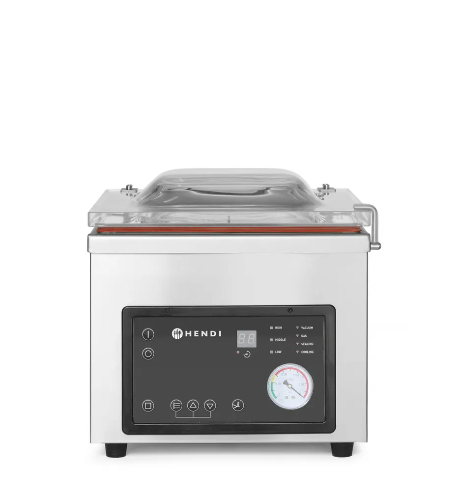 Vacuum chamber packaging machine, HENDI, Profi Line, sealing strip 260 mm, 230V/370W, 330x480x(H)360mm