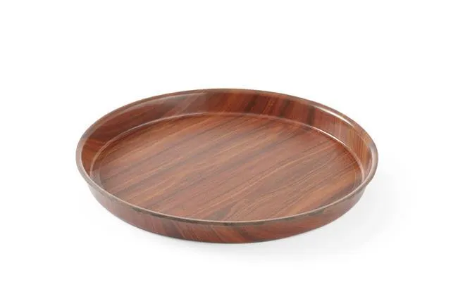 Vis Serving tray, round, non-slip, high rim, laminated, AmerBox, Mahogany, ⌀420x(H)30mm, bilde 2